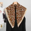 Mujer H Monograma Estampado Cuadrado Bufanda Seda Tacto Moda Chal Cuello Fular Eleg - Marrón Café