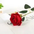 Red artificial rose single stem flower prop for home wedding decoration party supply - Red