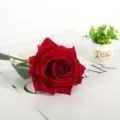 Artificial red velvet rose flower for wedding decoration photography props home decor 1pcs - Dark Red