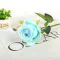 Light blue artificial rose flower, single stem faux floral bouquet for home decor and gifts - Blue