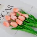Pink artificial tulip flower variant, PU soft touch simulation floral home decor photography prop. - 35cm / Champagne