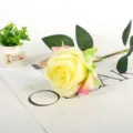 Artificial simulation rose flower single stem for wedding photography prop home decor gift. - Yellow
