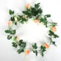 Künstliche champagnerrosa Rosenreben für Hochzeitspartys und Deckenlayouts Dekorationen - 10 Köpfe / Hellorange
