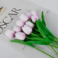 Artificial PU Tulip Flower Bouquet Pink White Fake Flowers Home Decor Photography Props - 35cm / Purple Base