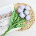 Artificial purple tulip flowers for home decor, realistic PU faux floral arrangement props. - 35cm / Light Mauve Lantern Tulips