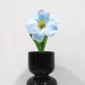 Artificial light blue PU tulip flower in a glossy black decorative vase - 33cm / Blue Brownie Tulip