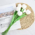 White artificial tulips bouquet PU touch fake flowers home decor photography props wedding - 35cm / White Lantern Tulips