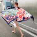 Ethnic style floral print scarf tassel sun protection shawl for women beach travel accessory. - Style 7