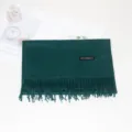 Winter solid color imitation cashmere scarf for women, thick tassel shawl and wrap. - Emerald Green