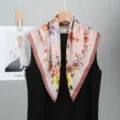 Bufanda cuadrada floral de moda para mujer, elegante bufanda rosa de primavera para decoración. - Estilo 1