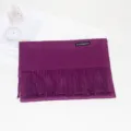 Women solid color imitation cashmere scarf winter warm thick fringe tassel shawl apparel - Dark Purple