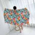Tropical leaf print tassel beach scarf summer sun protection shawl vacation travel wrap. - Style 8