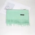 Solid color imitation cashmere scarf with soft tassels, thick winter warm long shawl. - No. 23 Aqua Green