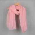 Écharpe en coton et lin rose pour femme, châle d'hiver à franges, foulard de protection solaire. - Rose