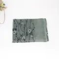 Grey-green embroidered cotton linen scarf, literary style long sun protection shawl for women. - 5# Army Green