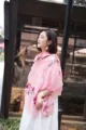 Pink cotton linen embroidered shawl scarf for women, ethnic style floral wrap for travel. - 90x170cm / Pink