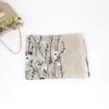 Linen cotton embroidered scarf women long floral print vintage sun shawl wrap scarf - Beige