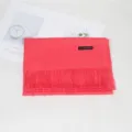 Solid coral pink imitation cashmere scarf with fringes, warm winter fashion accessory for women. - 14# Watermelon Red