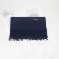 Solid dark blue winter cashmere feel fringe scarf for women, warm and thick daily. - 12# Navy Blue