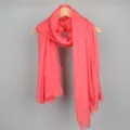 Écharpe femme en coton et lin, foulard rose à franges, châle léger automne hiver. - Rose corail