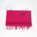 Solid hot pink cashmere feel winter scarf with fringe detail, cozy daily warm wrap shawl. - Rose Red