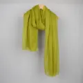 Écharpe en coton et lin froissé vert, châle décontracté uni pour les femmes mode - Vert