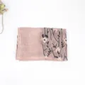 Dusty pink embroidered linen cotton scarf, long vintage floral shawl sun protection. - Dusty Pink
