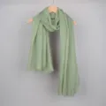 Écharpe femme vert clair en coton lin frangée châle décontracté protection solaire - Vert clair