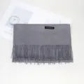 Solid grey winter cashmere feel scarf with elegant tassels, soft and warm shawl accessory. - No. 26 Light Gray