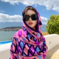 Women's Summer Ethnic Geometric Print Linen Beach Scarf Sun Protection Fashion Shawl - Ethnic Style Geometric Checkers / 180cm