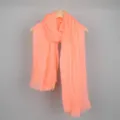 Écharpe en coton lin femme automne hiver franges châle couleur unie froissée légère - Rose Corail