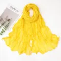 Solid yellow crinkled chiffon scarf, versatile sun protection shawl for women, summer. - Lemon Yellow