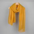 Écharpe en coton et lin jaune pour femmes, châle à franges automne hiver protection solaire - Jaune