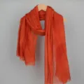 Écharpe en Coton Lin Orange Femme Automne Hiver Franges Châle Protection Solaire - Orange vif