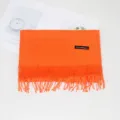 Autumn winter orange solid color cashmere feel scarf with fringe tassel, soft and warm. - #6 Orange