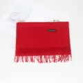 Red imitation cashmere scarf for women, solid color winter warm shawl with fringe. - No. 20 Wine Red