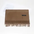 Brown solid color cashmere-like winter scarf with fringe, soft warm thick long shawl for women. - #7 Dark Camel