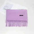 Solid color imitation cashmere winter scarf for women with soft tassels and elegant purple design. - Light Purple