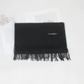 Black cashmere-feel winter scarf with classic fringe design, soft and warm for women. - #1 Black
