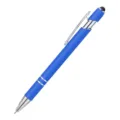 Bolígrafo profesional de aluminio azul con punta táctil capacitiva para pantallas digitales - Azul Real (Punta Táctil Negra)
