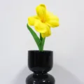 Lifelike yellow artificial brownie open tulip in a sleek black vase for home decor - 33cm / Yellow Brownie Tulip