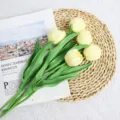 Artificial tulip flowers PU touch simulation bouquet for home decor photography wedding. - 35cm / Beige Yellow Lantern Tulip