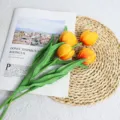 Orange artificial tulip flowers bouquet for home decoration and photography props design. - 35cm / Sunset Red Lantern Tulips