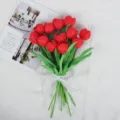Artificial red tulip bouquet fake flowers for home and party wedding decoration props - Red