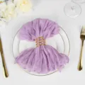 Elegant purple wrinkled gauze napkin with gold spiral ring for bohemian wedding party decor - 50*50 / Purple No. 11 Light Purple