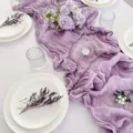 Runner da tavola bohémien in garza di lavanda stropicciata per decorazione matrimoni - 90*300cm / Viola chiaro