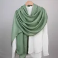 Premium saliegroene modal katoen-linnen mix lange sjaal sjaal voor dames SKU display - Groen / 180cm