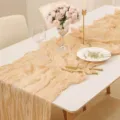 Runner da tavola bohémien in garza color pesca per decorazioni di matrimoni e feste - 90*300cm / Champagne