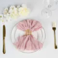 Pink wrinkled cheesecloth napkin for elegant bohemian wedding table decor settings. - 50x50cm / Skin pink no. 50