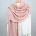Elegante roze effen modal katoen linnen sjaal voor dames, lichtgewicht modesjaal - Lichtroze / 180cm